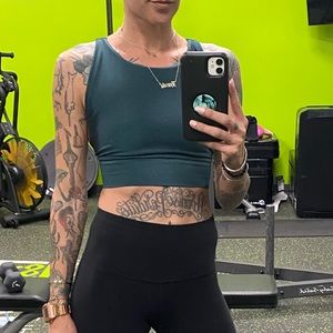 Beach riot sparkly emerald green sports bra